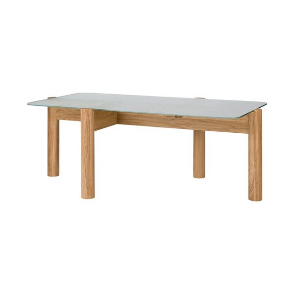 Dabīga toņa žurnālgaldiņš ar stikla galda virsmu 55x105 cm Kob – noo.ma