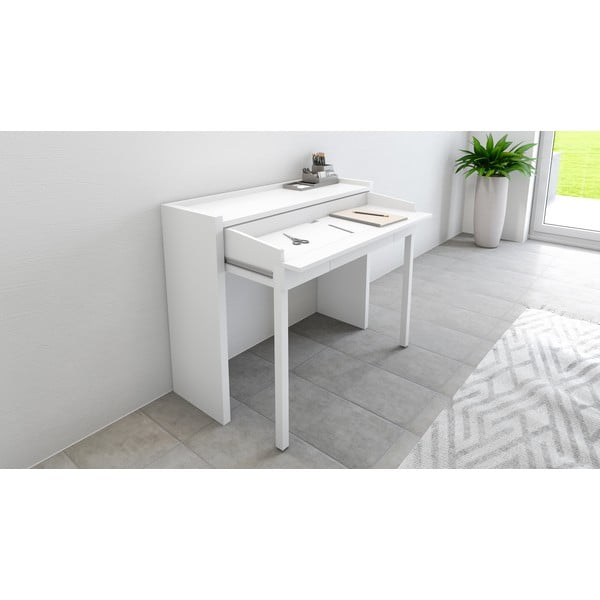 Darba galds ar baltu virsmu 36x110 cm Mel – Woodman-image-1