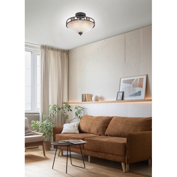 Melna griestu lampa ar stikla abažūru ø 42 cm Quinta – Trio-image-2