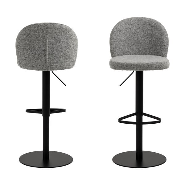 Melns/pelēks bāra krēsls ar regulējamu augstumu (sēdekļa augstums 55 cm) Patricia – Actona-image-3