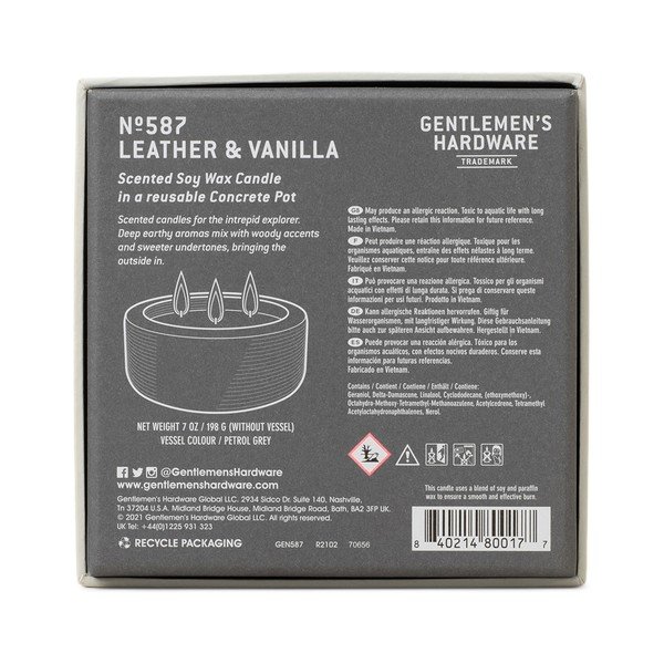 Aromātiskā sojas vaska svece degšanas laiks 40 h Leather & Vanilla – Gentlemen's Hardware-image-3