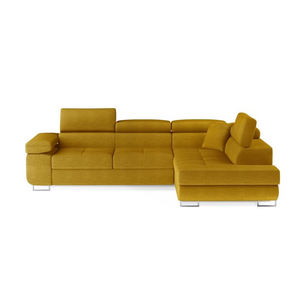 Dzeltens salokāms/ar uzglabāšanas vietu stūra dīvāns (ar labo stūri/L veida) Anton – ELTAP