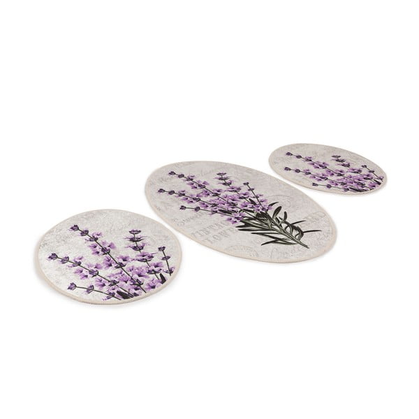 Violeti/bēši vannas istabas paklājiņi (3 gab.) 60x100 cm Lavender – Foutastic