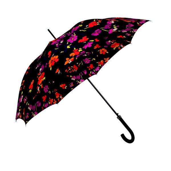 Melns skūšanās lietussargs ar krāsainām detaļām Zieds, ⌀ 116 cm