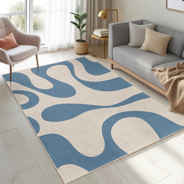 Zils mazgājams paklājs 120x180 cm Blue Latte – Mila Home-image-2