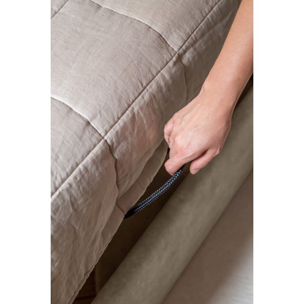 Bēša mīksta vienvietīga gulta ar uzglabāšanas vietu un režģi 90x200 cm Dreamy Aurora – Miuform-image-3