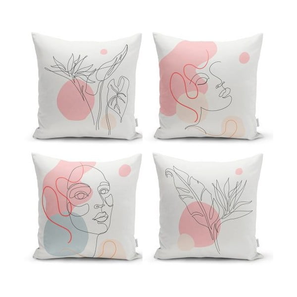 4 dekoratīvo spilvendrānu komplekts Minimalist Cushion Covers Minimalist Woman, 45 x 45 cm