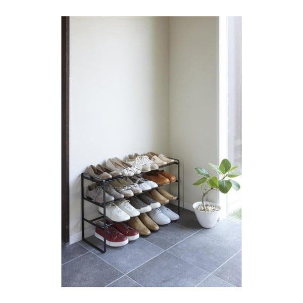 Melns regulējams apavu plaukts ar 3 līmeņiem YAMAZAKI Maebashi-image-2