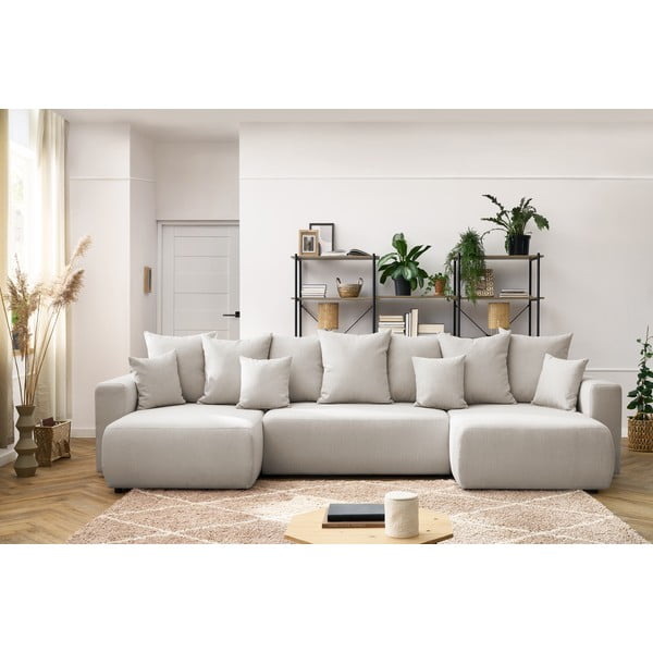 Smilškrāsas U-veida izvelkamais dīvāns Envy – Bobochic Paris-image-1