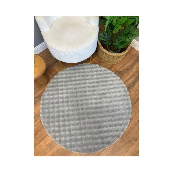 Pelēks mazgājams apaļš paklājs ø 120 cm Bubbly – Oyo Concept-image-2