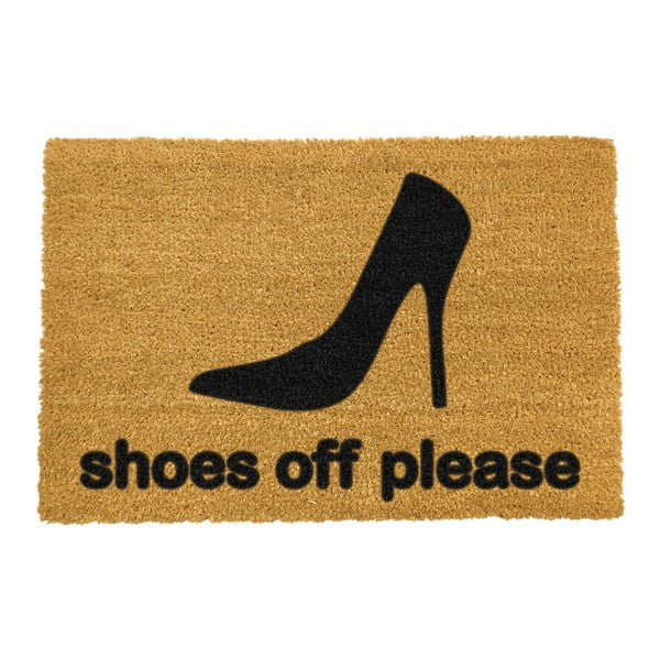 Dabīgās kokosšķiedras paklājs Artsy Doormats Shoes Off Please, 40 x 60 cm