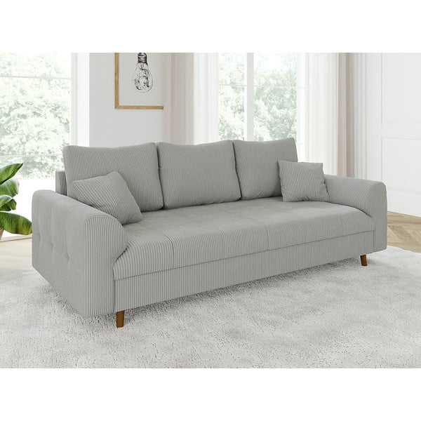 Gaiši pelēks velveta dīvāns 210 cm Ariella – Ropez-image-3