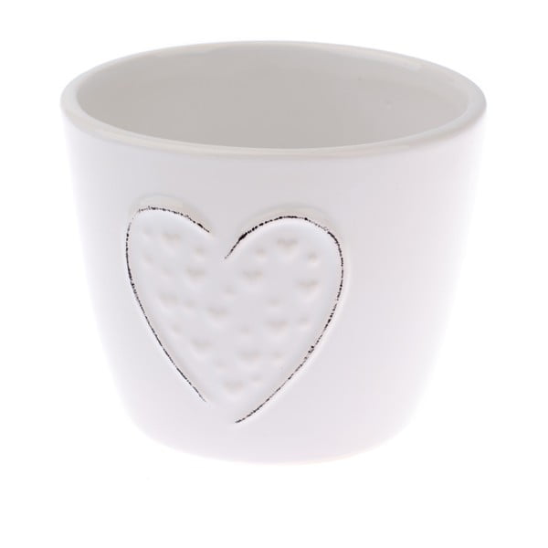 Balts keramikas pods Dakls Hearts Dots, augstums 10 cm