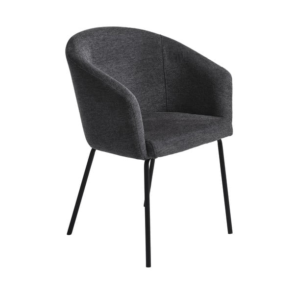 Tumši pelēks polsterēts ēdamistabas krēsls ar roku balstiem Easton – Unique Furniture