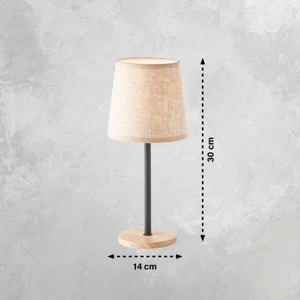 Melna/dabīga toņa galda lampa ar auduma abažūru (augstums 30 cm) Eve – Fischer & Honsel-image-1