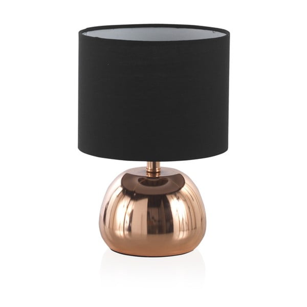 Melna galda lampa ar metāla pamatni vara krāsā, zosu krāsā, augstums 26 cm