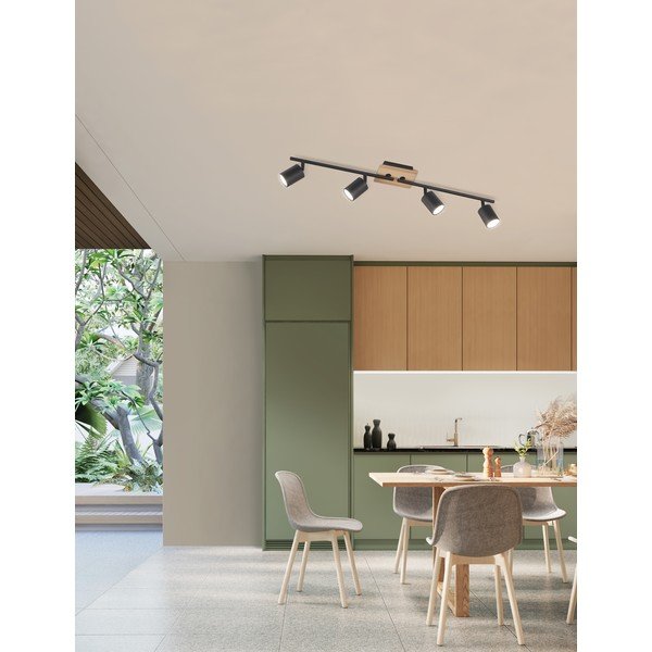 Melna/dabīga toņa griestu lampa ar metāla abažūru ø 9 cm Holton – Fischer & Honsel-image-1