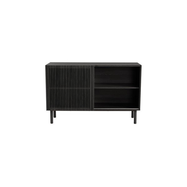 Melns skapītis ar oškoka imitāciju ar bīdāmām durvīm 124x80x45 cm Sion – Jotex-image-4