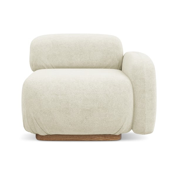 Krēmkrāsas modulārā dīvāna daļa no buklē auduma (ar labo stūri) Ailani – Makamii