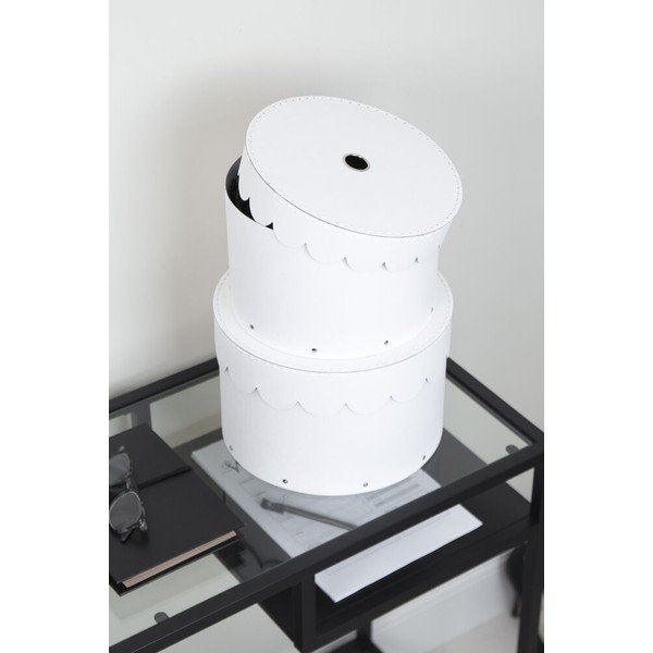 Baltas kartona uzglabāšanas kastes (2 gab.) ar vāku ø 26x17,5 cm Wilma Paper Laminate – Bigso-image-1