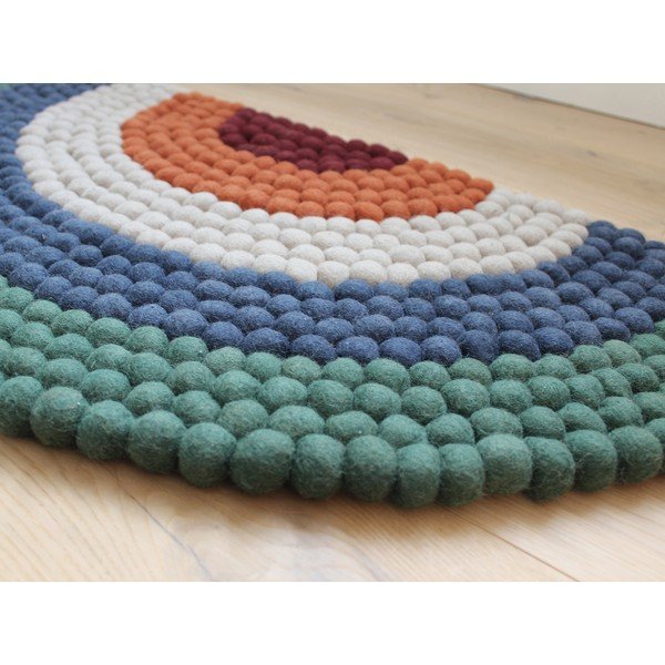 Wooldot Ball Rugs Rainbow Green bērnu bumbiņu vilnas paklājs-image-1