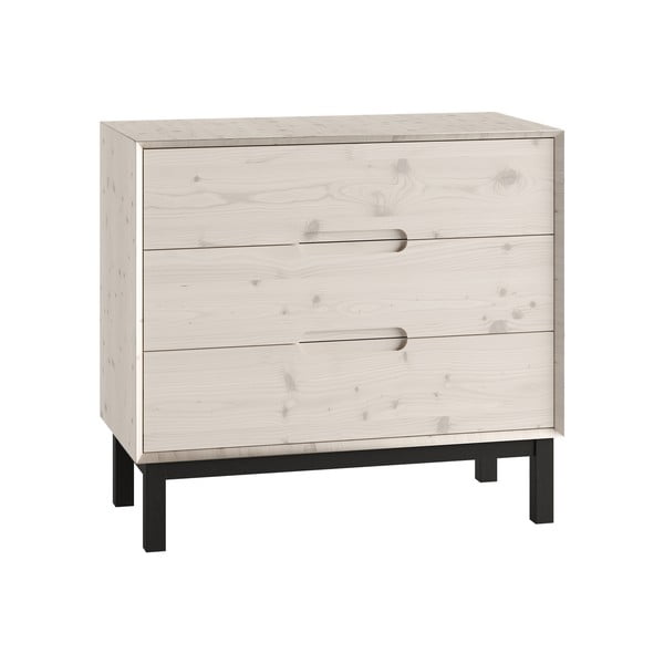 Balta priedes masīvkoka zema bērnu kumode 100x91 cm Country – Pinio-image-2