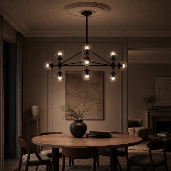 Melna metāla piekaramā lampa ar stikla abažūru Abira – Premier Housewares-image-1