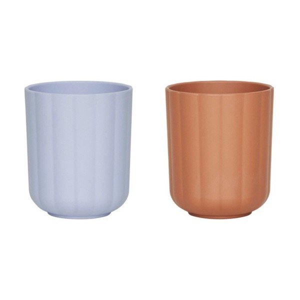 Gaiši zilas/brūnas plastmasas bērnu krūzes (2 gab.) Pullo – OYOY Mini