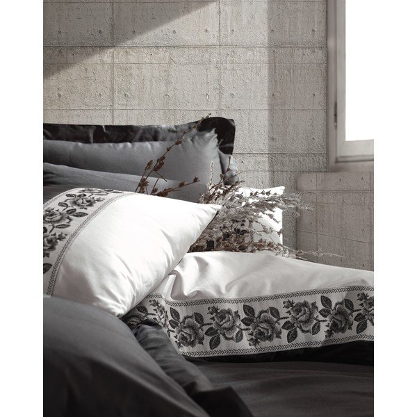 Pelēka kokvilnas gultasveļa ar palagu Cotton Box Rosinda, 200 x 220 cm-image-2