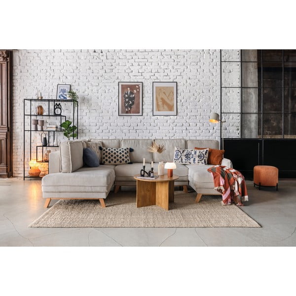 Gaiši zaļš velveta salokāms stūra dīvāns (ar kreiso stūri/U veida) Tori – Bonami Selection-image-1