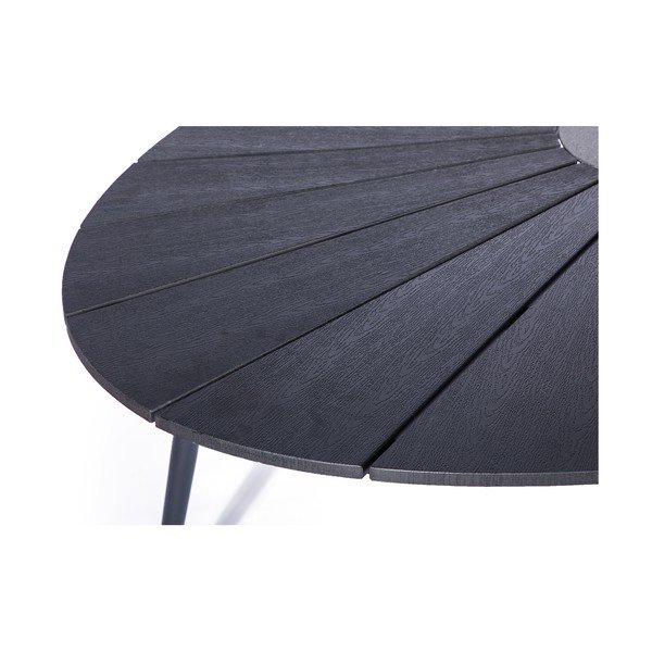 Melns dārza galds ar mākslīgā koka virsmu un akmens dekoru Bonami Selection Marienlist, 190 x 115 cm-image-3