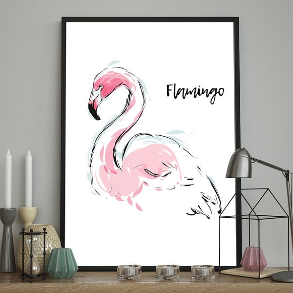 Plakāts DecoKing Flamingo akvarelis, 100 x 70 cm