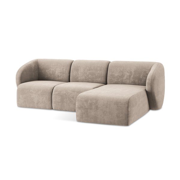 Gaiši brūns stūra dīvāns no šenila auduma (ar labo stūri/ar zvilni) Lani – Makamii-image-4