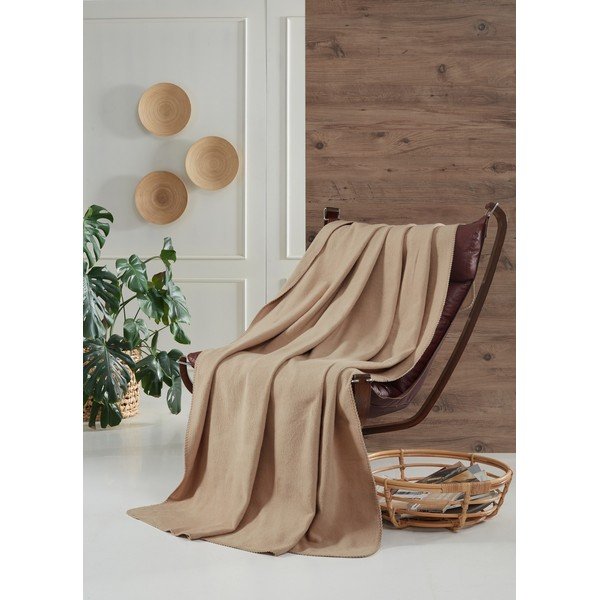 Bēšs flīsa pleds 130x170 cm Brighton – Mijolnir-image-1