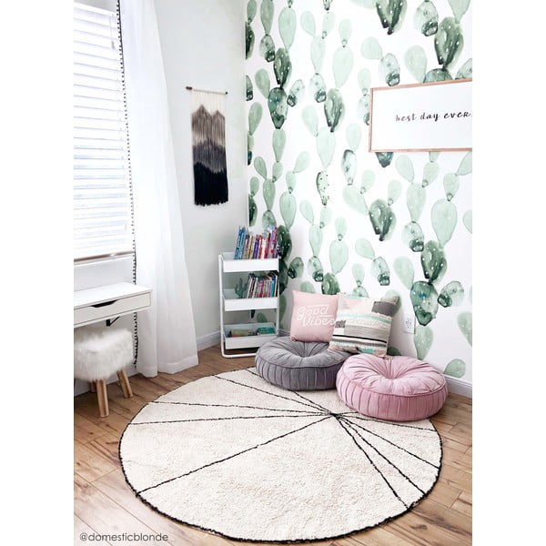 Krēmkrāsas mazgājams/ar rokām darināts kokvilnas apaļš paklājs ø 160 cm Trace Beige – Lorena Canals-image-3