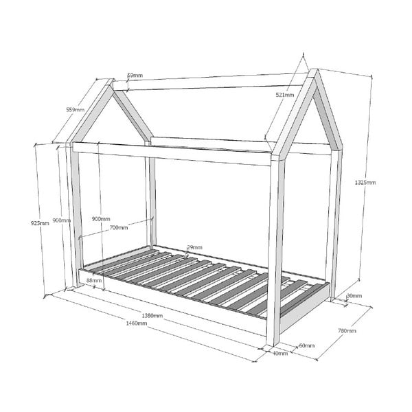 Bērnu gulta Vipack Cabane, 70 x 140 cm-image-3