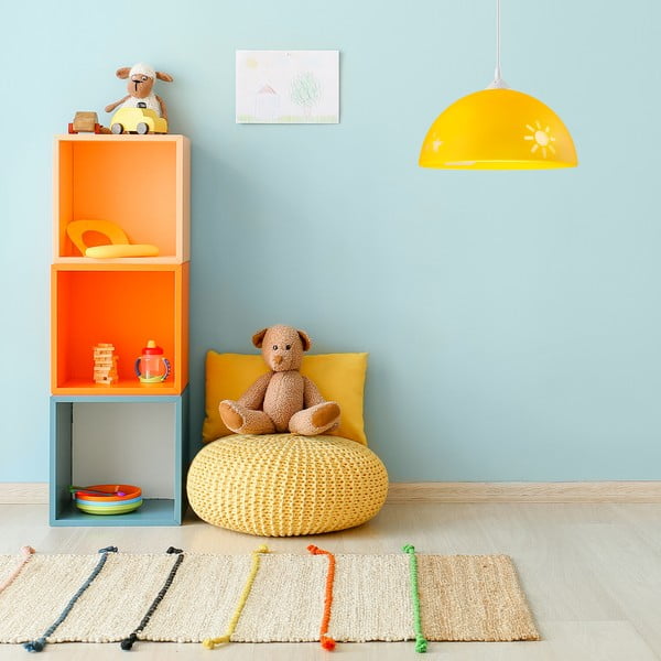 Okera dzeltena bērnu lampa ar stikla abažūru ø 30 cm Day & Night – LAMKUR-image-1