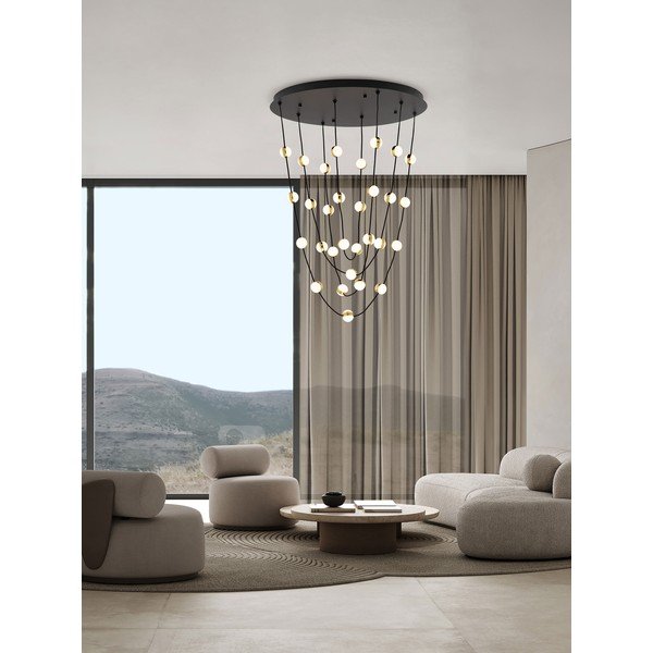 Matēti melna alumīnija LED piekaramā lampa ar regulējamu spilgtumu ar akrila stikla abažūru ø 84 cm Alcinoe – Nova Luce-image-1