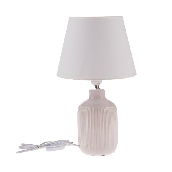 Krēmkrāsas galda lampa ar auduma abažūru (augstums 41 cm) – Dakls-image-1