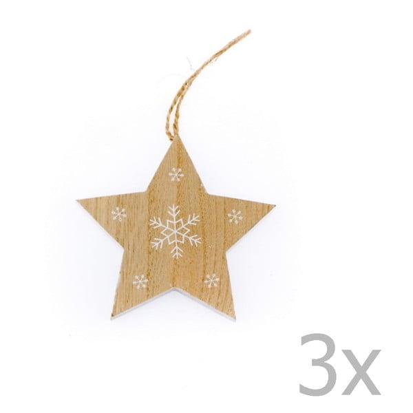 3 koka piekaramo zvaigžņu komplekts Dakls Snowflake, augstums 11 cm