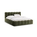 Zaļa polsterēta divvietīga gulta ar veļas kasti ar redelēm 160x200 cm Lupine – Micadoni 