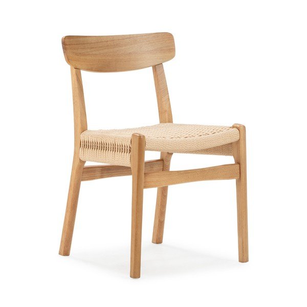 Dabīga toņa gumijkoka masīvkoka pusdienu krēsli (2 gab.) Biel – MOME