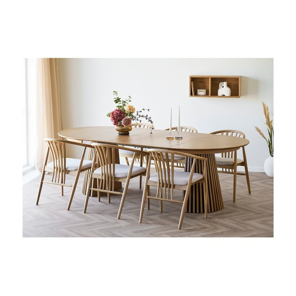 Dabīga toņa daudzlīmeņu sienas plaukts ar ozolkoka imitāciju 71 cm Oshawa – House Nordic-image-2