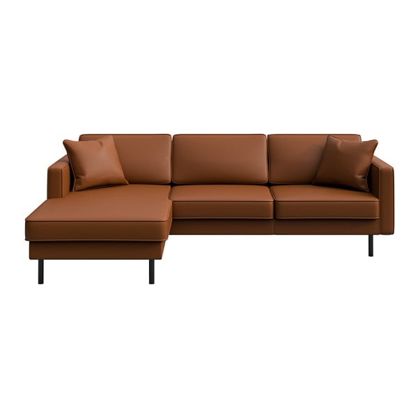 Konjakbrūns ādas stūra dīvāns (kreisais stūris) Kobo – MESONICA