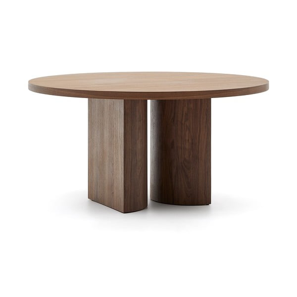 Brūns apaļš ēdamgalds ar riekstkoka imitāciju ø 150 cm Nealy – Kave Home-image-2