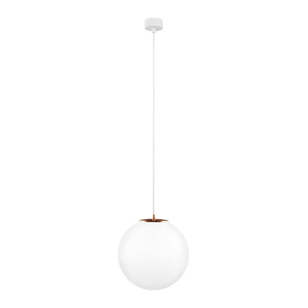 Balta piekaramā lampa ar baltu kabeli un vara krāsas detaļām Sotto Luce Tsuri, ⌀ 30 cm