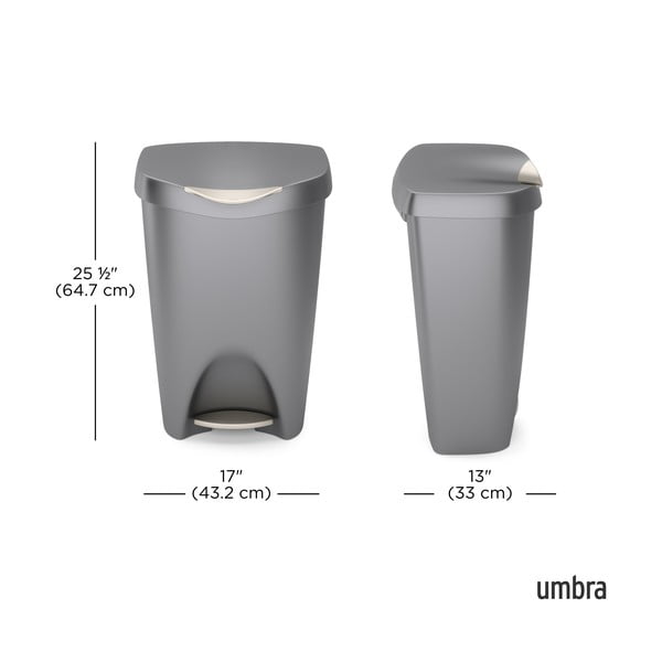 Pelēka plastmasas atkritumu tvertne ar pedāli 50 l Brim – Umbra-image-3