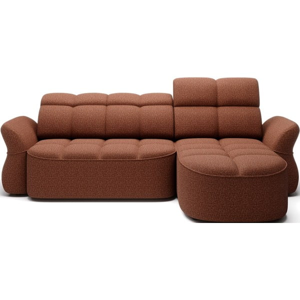 Terakotas oranžs samta salokāms/ar uzglabāšanas vietu stūra dīvāns (ar labo stūri/ar zvilni) Beneth – ELTAP