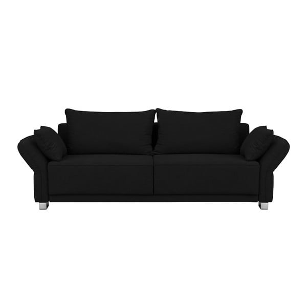 Melns dīvāns-guļamā dīvāns ar uzglabāšanas vietu Windsor & Co Sofas Casiopeia, 245 cm