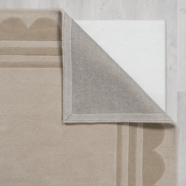 Dabīga toņa ar rokām darināts vilnas celiņa paklājs 80x230 cm Lois Scallop – Flair Rugs-image-3